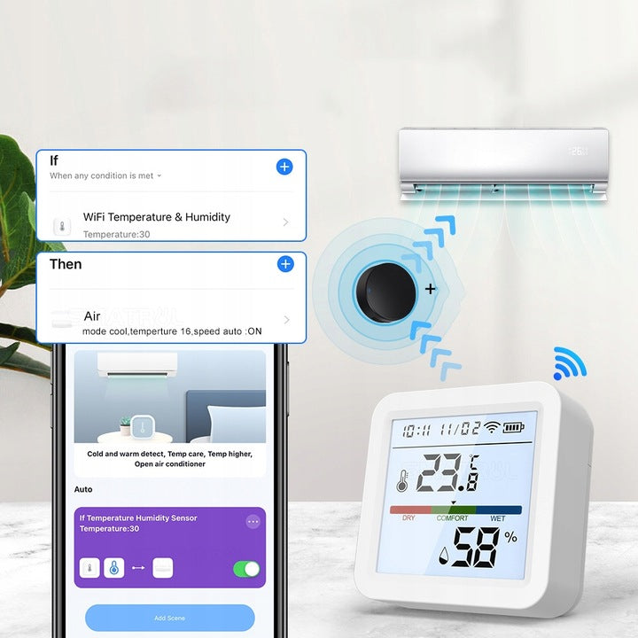 Tuya Czujnik temperatury wilgotności Wifi Bluetooth LCD