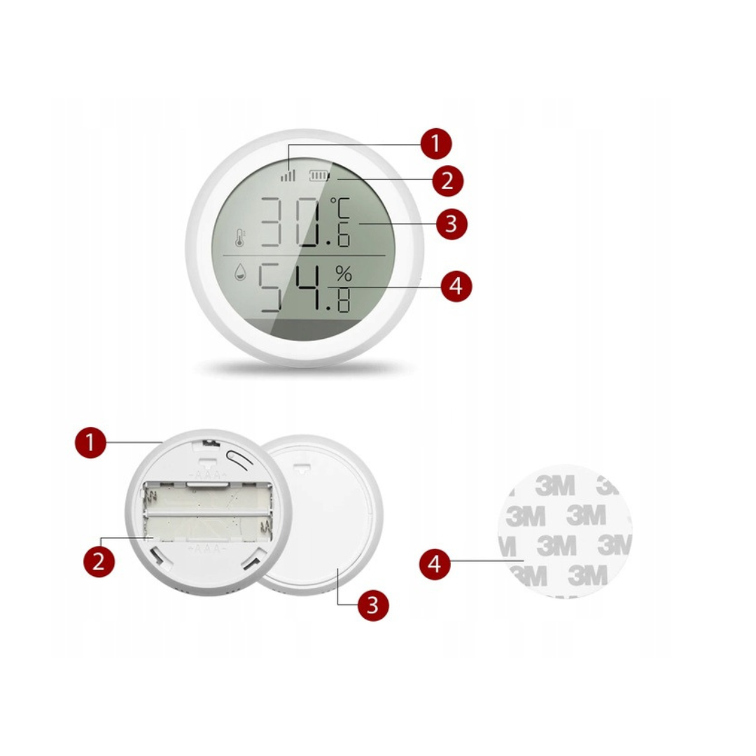 Tuya Czujnik temperatury wilgotności, wyświetlacz LCD Zigbee WiFi