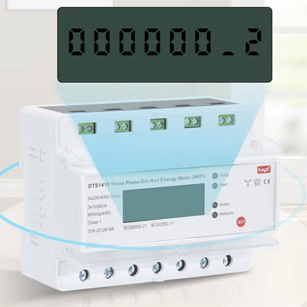 Smart Licznik Miernik Energii Prądu 3 Fazy 80A TUYA WiFi DIN