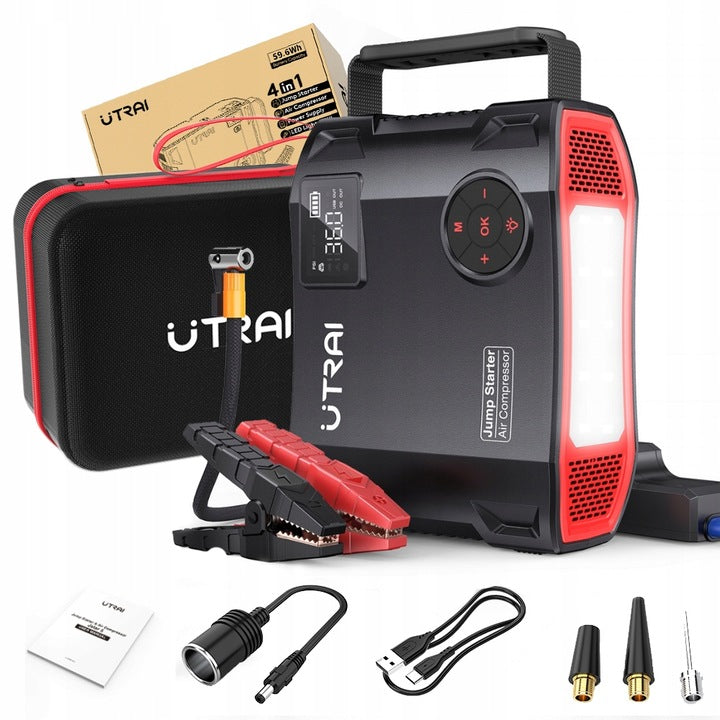 UTRAI ROZRUSZNIK POWERBANK STARTER AWARYJNY SAMOCHODU 4w1 2000A 16000mAh