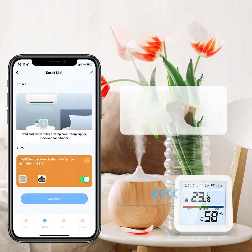 Tuya Czujnik temperatury wilgotności Wifi Bluetooth LCD