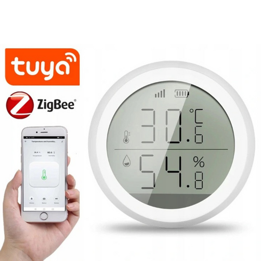 Tuya Czujnik temperatury wilgotności, wyświetlacz LCD Zigbee WiFi